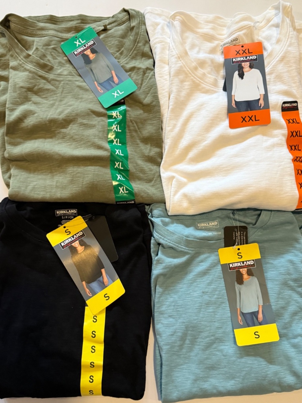 KIRKLAND Signature Women's Long Sleeve Slub Tee Shirt new pick color & size